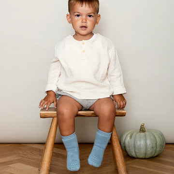 Antirutsch-Socken "Terry cotton dusty blue" - GoBabyGo